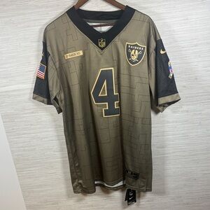 Nike Men's Olive and Black Raiders Jersey Derek Carr Salute to Service